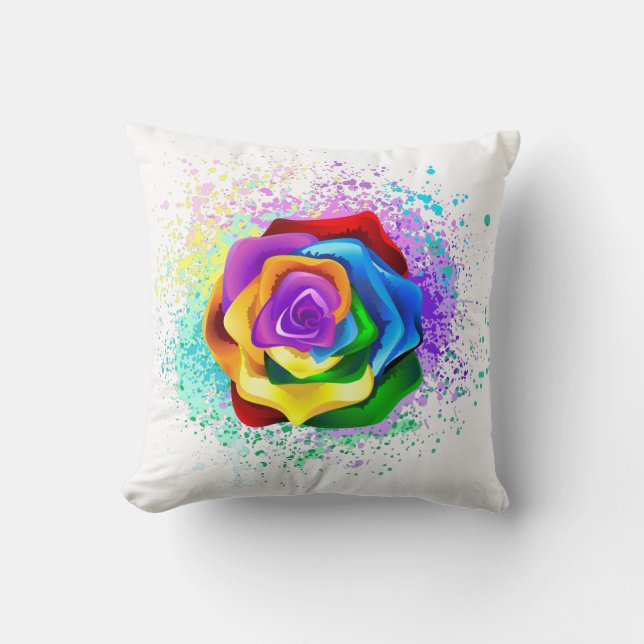Coussin Rose arc-en-ciel coloré (Recto)
