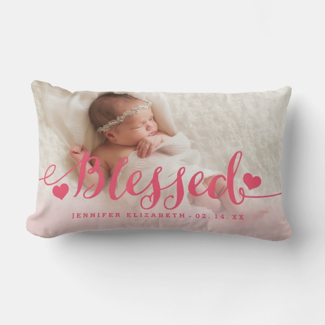 Coussin rose béni de souvenir de photo de (Recto)