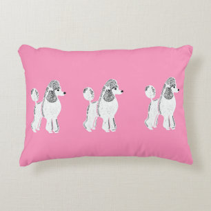 Coussin rose blanc d'accent de caniches standard