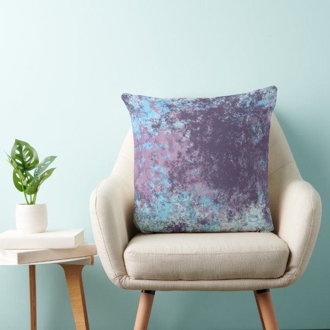 Coussin rose bleu et violet  (Chaise)