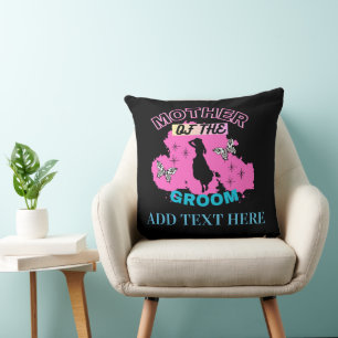 Coussin Rose Bleu & Noir Mère Maman Maman du Marié