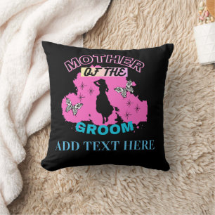 Coussin Rose Bleu & Noir Mère Maman Maman du Marié