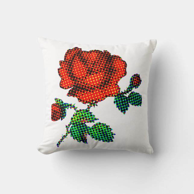 Coussin Rose Bloom Halftone Beaux-Arts (Recto)