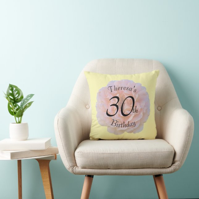 Coussin Rose Blossom / Rose & Jaune / 30e anniversaire (Chaise)