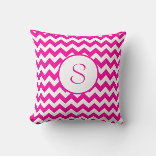 Coussin Rose Chevron Monogramme rose chaud