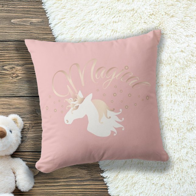 Coussin Rose clair rose blanc licorne magique (Créateur téléchargé)