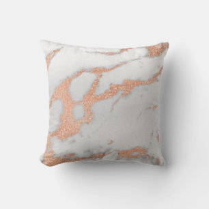 Coussin Rose Cuivre Or Gris Parties scintillant Marbre Pie