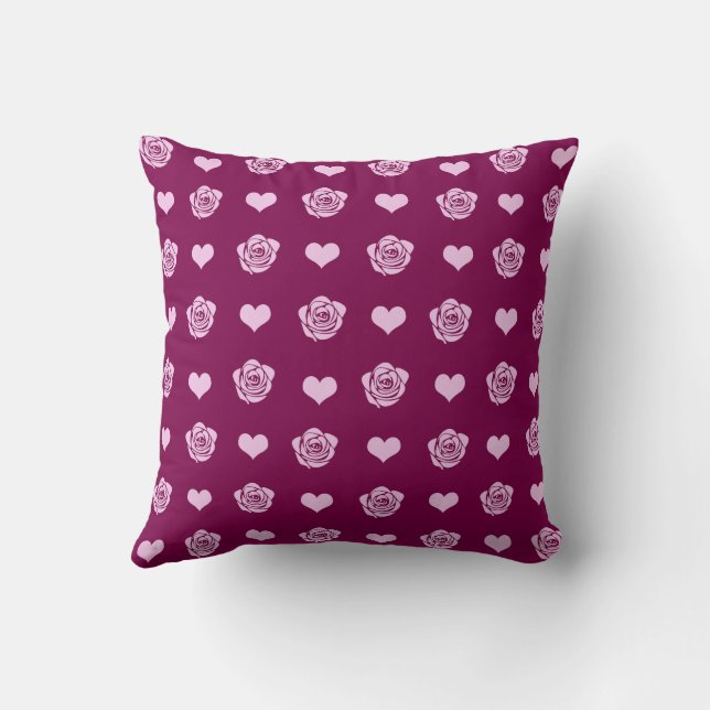 Coussin Rose Cute Cosy Moderne Romantique Chic Coeur éléga (Verso)