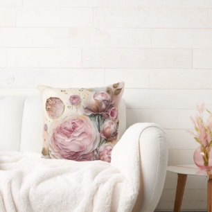 Coussin Rose d'aquarelle rose et bordeaux agrandi