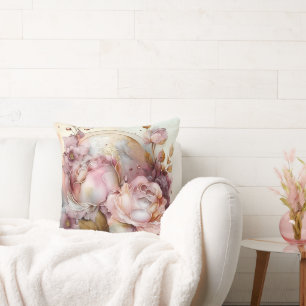 Coussin Rose d'aquarelle rose et bordeaux agrandi