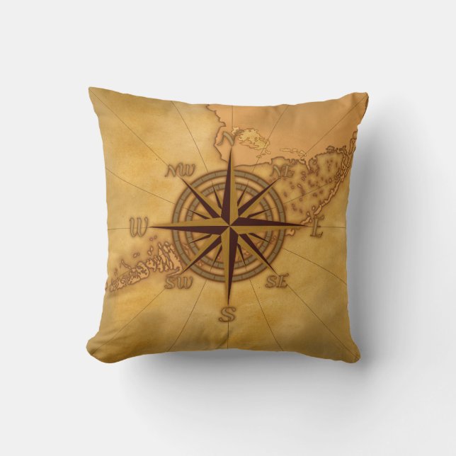 Coussin Rose de boussole antique de style (Recto)