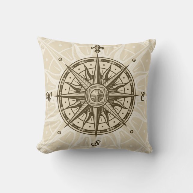 Coussin Rose de boussole vintage (Recto)