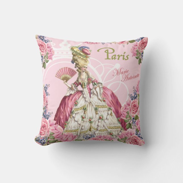 Coussin rose de cadre de roses de Marie Antoinette (Recto)