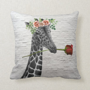 Coussin rose de Valentine de girafe de Boho