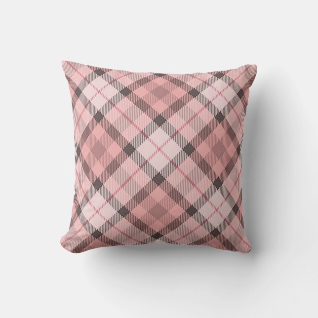 coussin rose décoratif de divan d'accent de tartan (Recto)