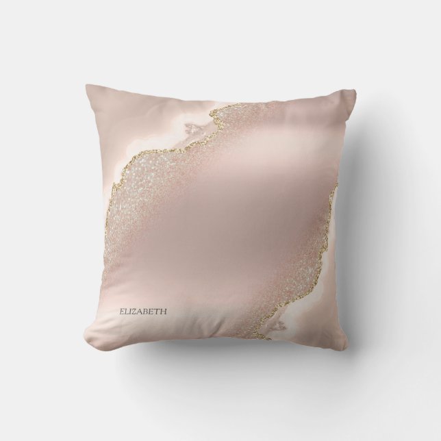 Coussin Rose élégant Marbre Parties scintillant or chic (Recto)