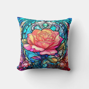 Coussin Rose en verre tendu