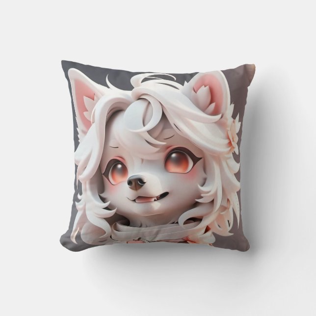 Coussin Rosé Et Blanc Fluffé (Recto)