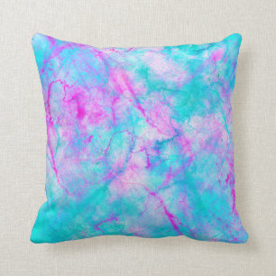 Coussin Rose et bleu bonbon à l'aquarelle