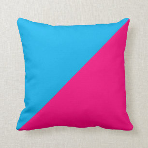 Coussin Rose et bleu vif