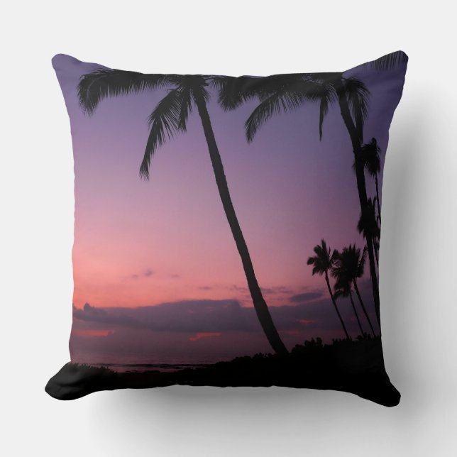 Coussin Rose et carreau tropical pourpre de coucher du (Recto)