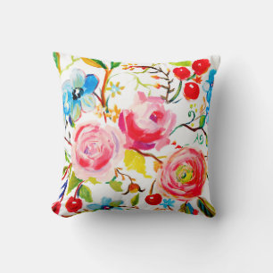 Coussin Rose et cerise blanche