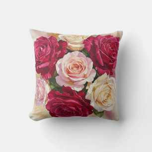 Coussin rose et rouge Roses