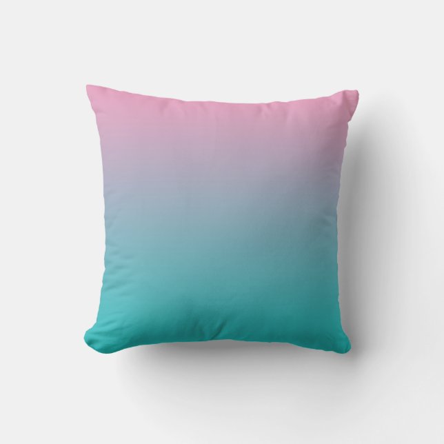 Coussin "Rose et turquoise Ombre" (Recto)