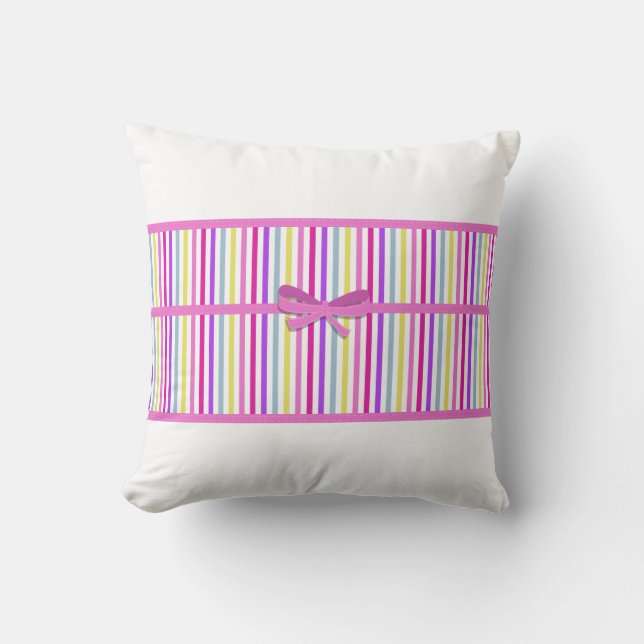 Coussin rose Faire-part bébé (Recto)