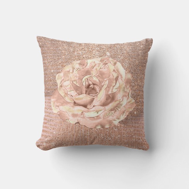 Coussin Rose Fleur Blush Skinny Spark Parties scintillant  (Recto)
