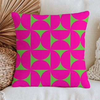 Coussin Rose Fuchsia & Géométrique Vert Moderne du Milieu 