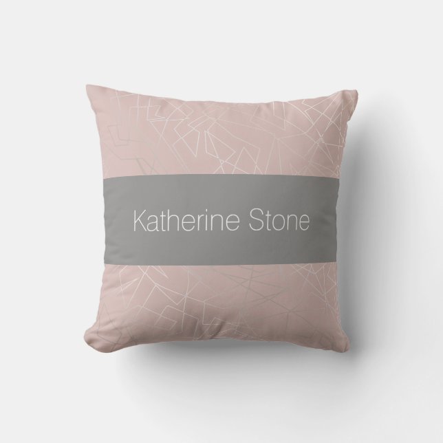 Coussin Rose géométrique argenté moderne élégant de (Recto)