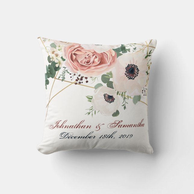 Coussin Rose géométrique de l'oreiller à lancer personnali (Recto)