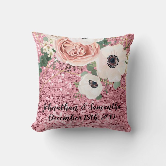 Coussin Rose géométrique de l'oreiller à lancer personnali (Recto)