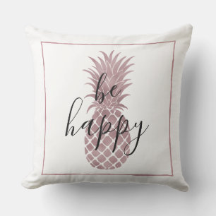 Coussin Rose Gold Dots Ananas Soyez heureux