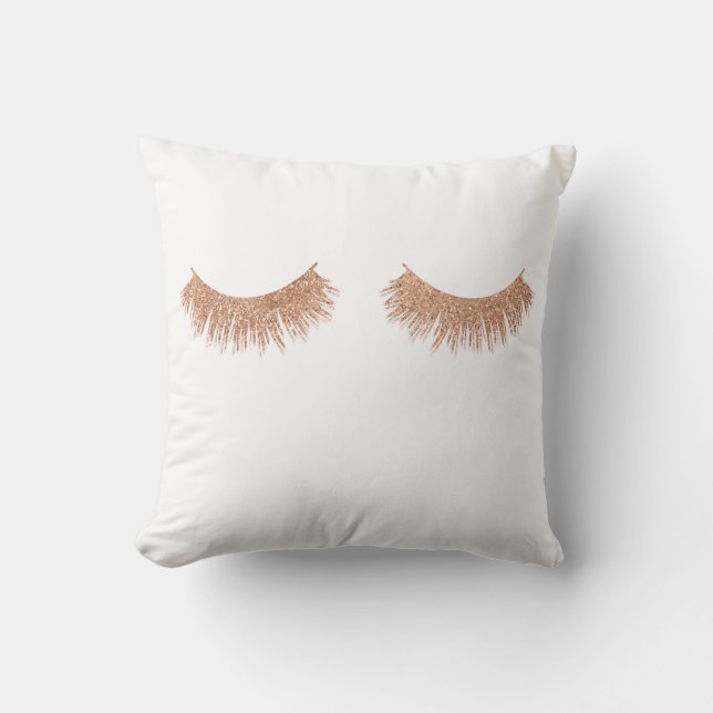 Coussin Rose Gold Eyelashes Beauté Jeu d'oreiller (Recto)
