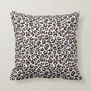 Coussin Rose Gold impression léopard noir guépard tendance
