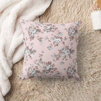 Coussin Rose gold pailleté floral rose blanc moderne