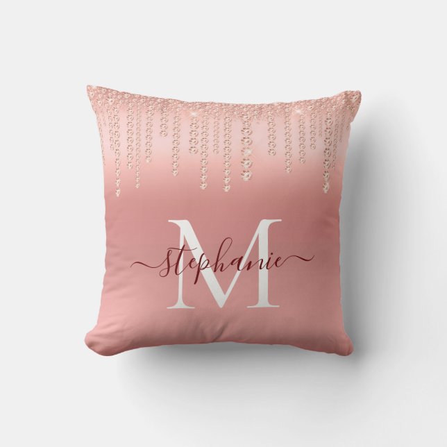 Coussin Rose Gold Sparkle Diamond Script (Recto)