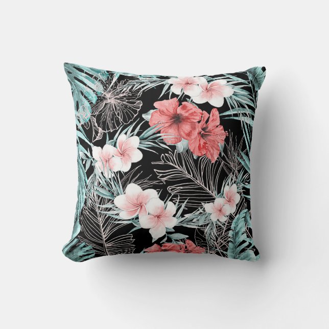 Coussin Rose Gold Tropical Botanical Island Paradise Chic (Recto)