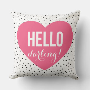 Coussin Rose Hello Darling Heart Pois Motif