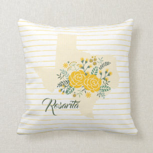 Coussin Rose jaune du Texas - En vichy Etat avec Rose