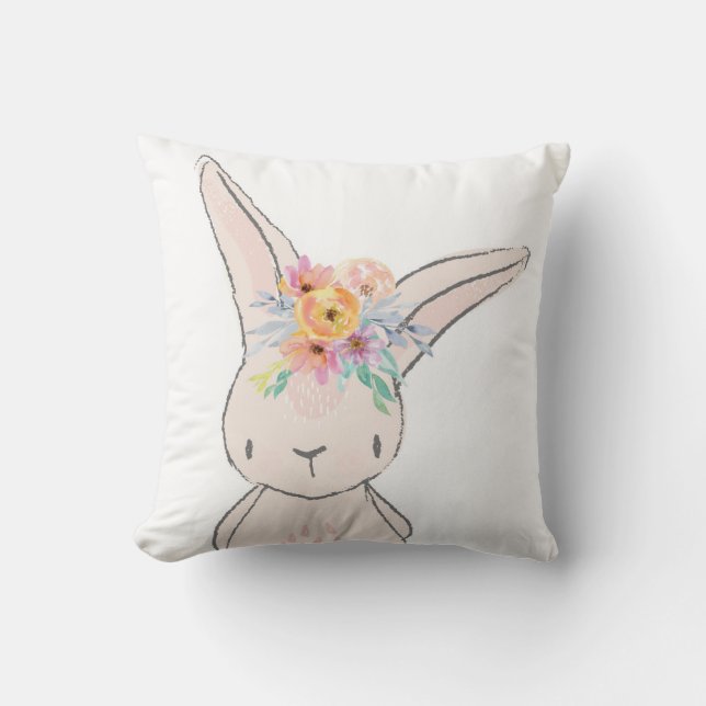 Coussin rose lunatique de crèche de bébé de lapin (Recto)