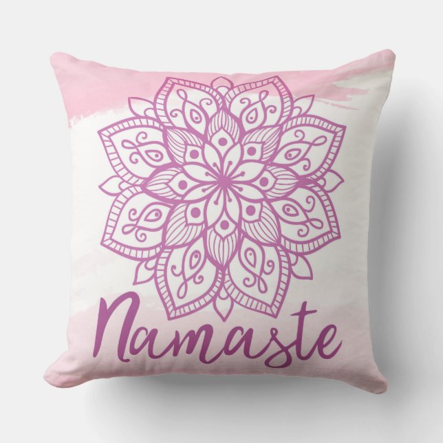 Coussin rose Mandala Namaste (Recto)
