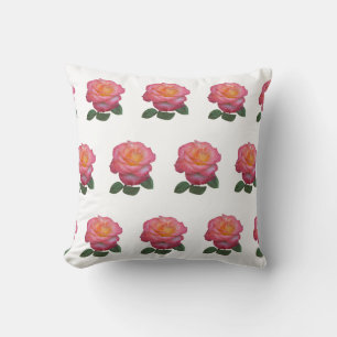 Coussin Rose Motif sur blanc