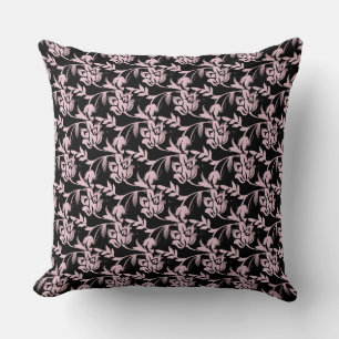 Coussin rose/noir Floral/rose/gris