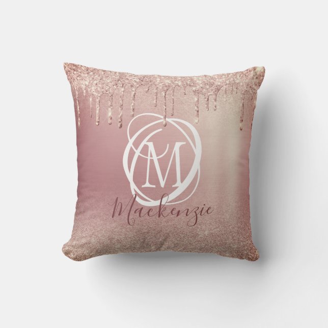 Coussin Rose or rose Parties scintillant goutte Élégant Mo (Recto)