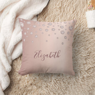Coussin Rose or rousse diamants nom girly