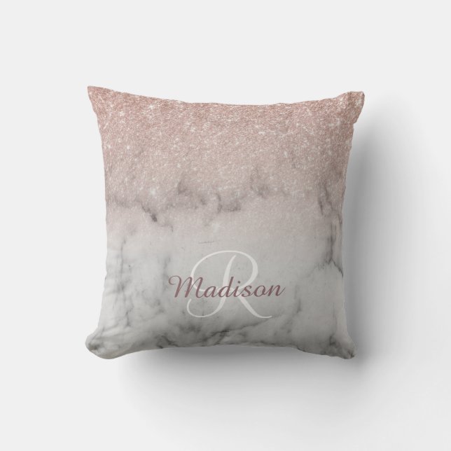 Coussin Rose Parties scintillant or Ombre Monogram Marbre (Recto)