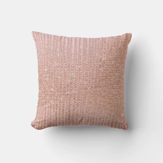 Coussin Rose Peach Gold Parties scintillant urbaine Grille (Recto)